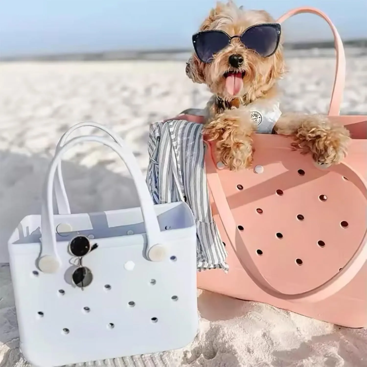 Waterproof Rubber Beach Tote, Eva Beach Bag, Rubber Beach Bag Waterproof Sandproof Outdoor Tote Bag Portable Travel