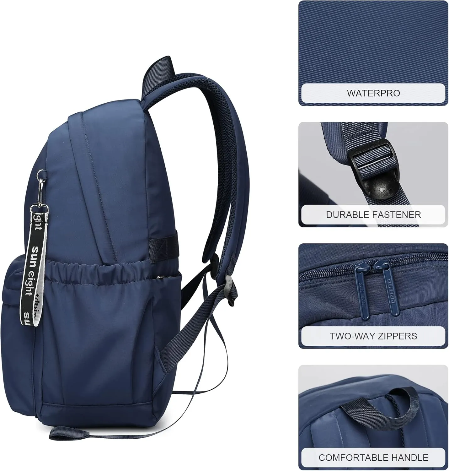 Waterproof School Backpack Girls and Boys 6-18 Years Large Capacity Lightweight Bookbag for Elementary to High School Durable Travel Backpack with Adjustable Straps 30L(Navy Blue)