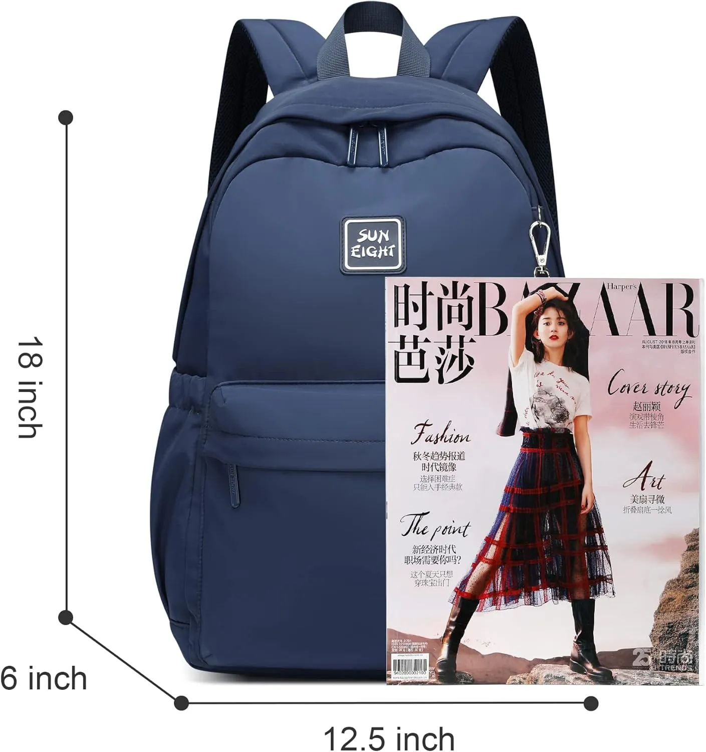 Waterproof School Backpack Girls and Boys 6-18 Years Large Capacity Lightweight Bookbag for Elementary to High School Durable Travel Backpack with Adjustable Straps 30L(Navy Blue)