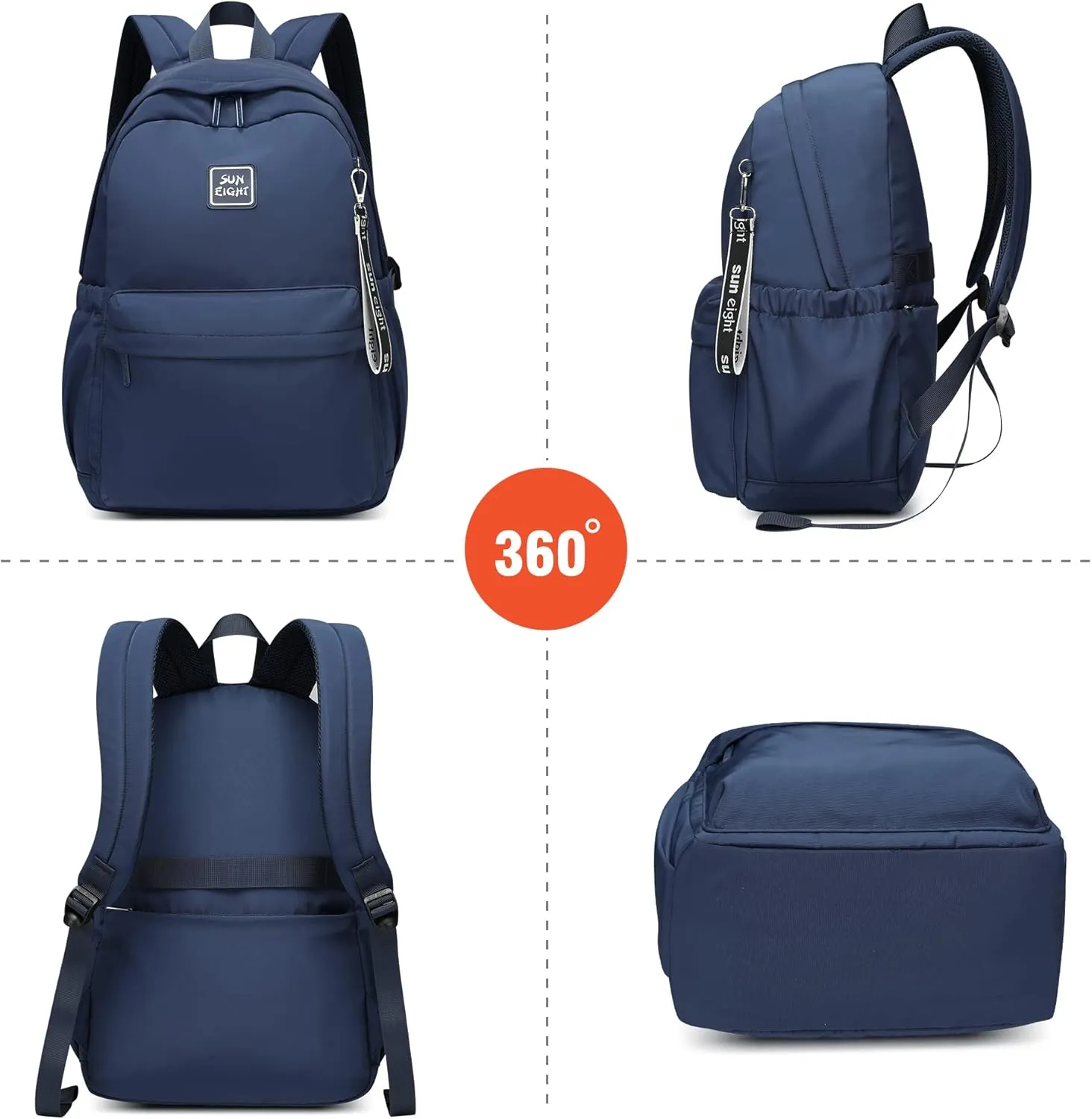 Waterproof School Backpack Girls and Boys 6-18 Years Large Capacity Lightweight Bookbag for Elementary to High School Durable Travel Backpack with Adjustable Straps 30L(Navy Blue)
