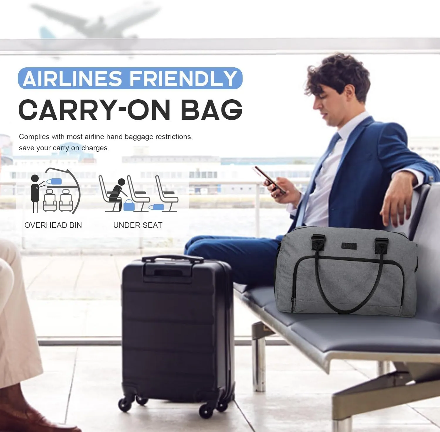 Weekender Bags for Women, LEBFEO Gym Bag for Women with Shoes Compartment, Personal Item Travel Bag, Carry on Overnight Travel Duffel Bag, Hospital Bags for Labor and Delivery, grey