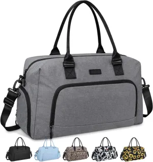 Weekender Bags for Women, LEBFEO Gym Bag for Women with Shoes Compartment, Personal Item Travel Bag, Carry on Overnight Travel Duffel Bag, Hospital Bags for Labor and Delivery, grey