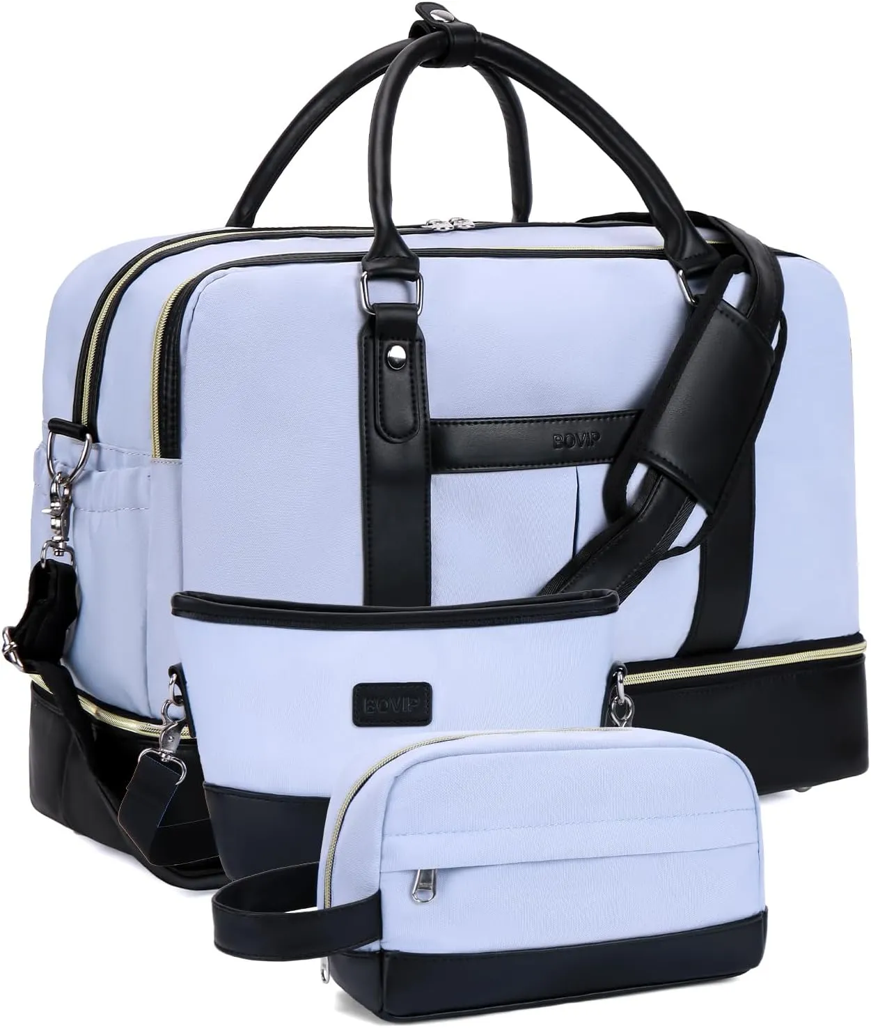 Weekender Bags for Women Overnight Bag Large Canvas Travel Duffel Bag with Shoe Compartment Carry On Tote Bag 3Pcs Set
