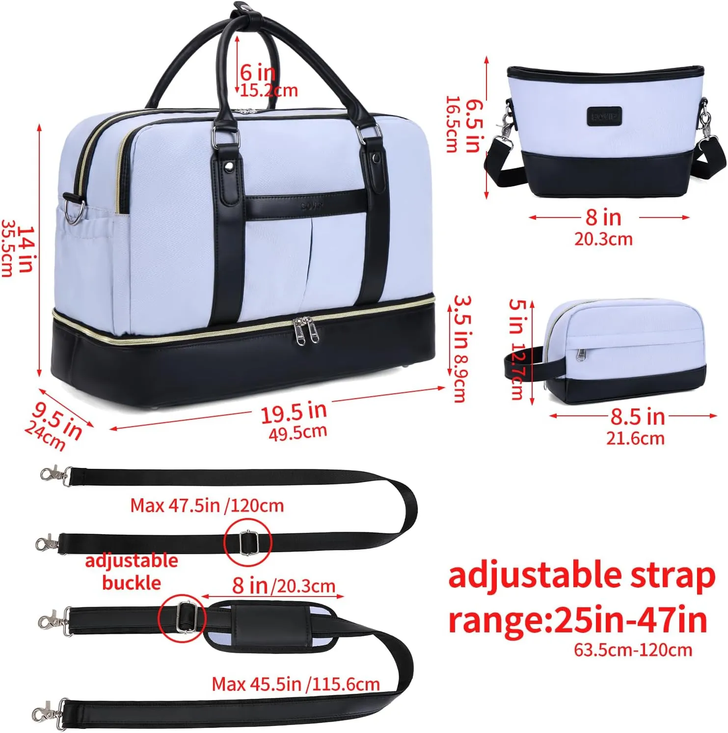 Weekender Bags for Women Overnight Bag Large Canvas Travel Duffel Bag with Shoe Compartment Carry On Tote Bag 3Pcs Set
