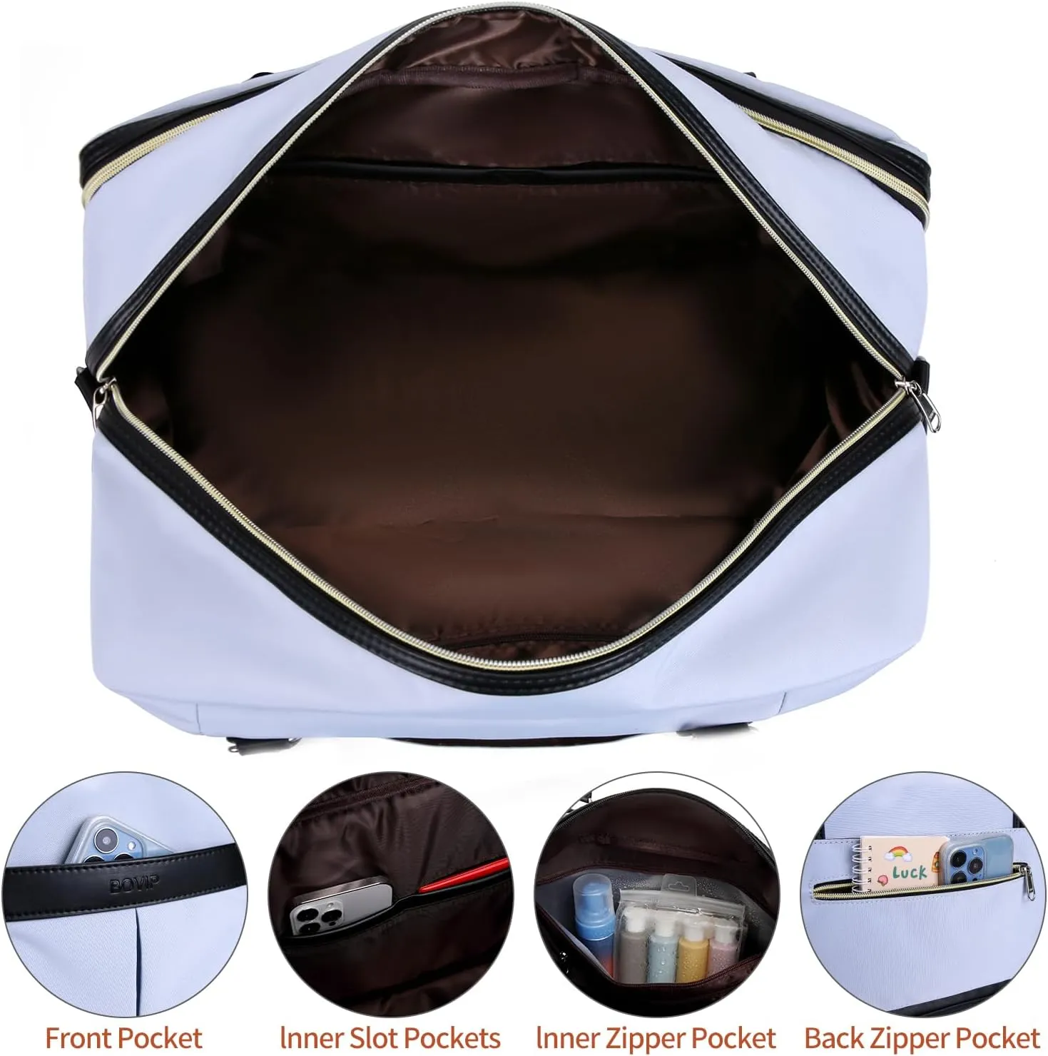 Weekender Bags for Women Overnight Bag Large Canvas Travel Duffel Bag with Shoe Compartment Carry On Tote Bag 3Pcs Set