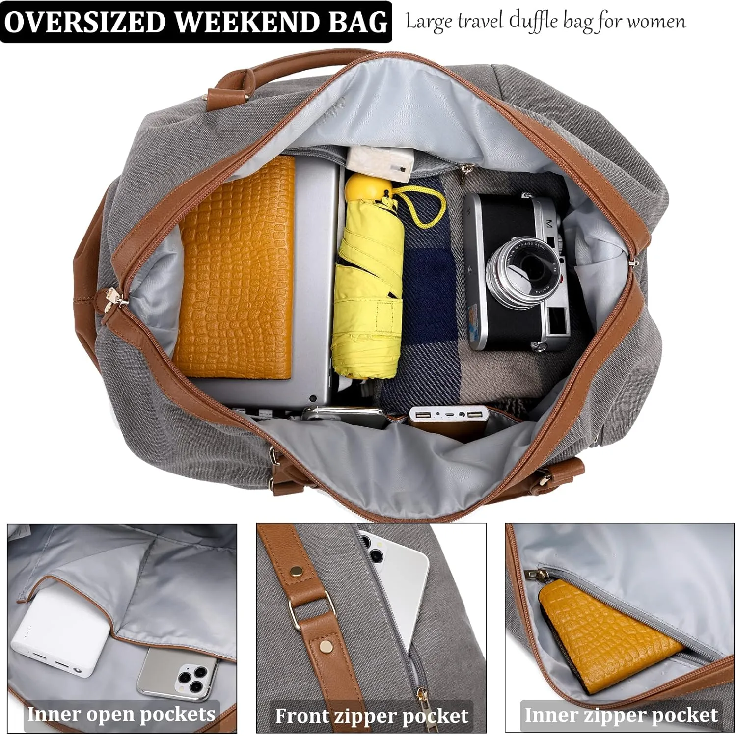 Weekender Bags for Women Oversized Travel Bag Womens Overnight Bag Mens Duffle Bag Large Size with Shoe Compartment