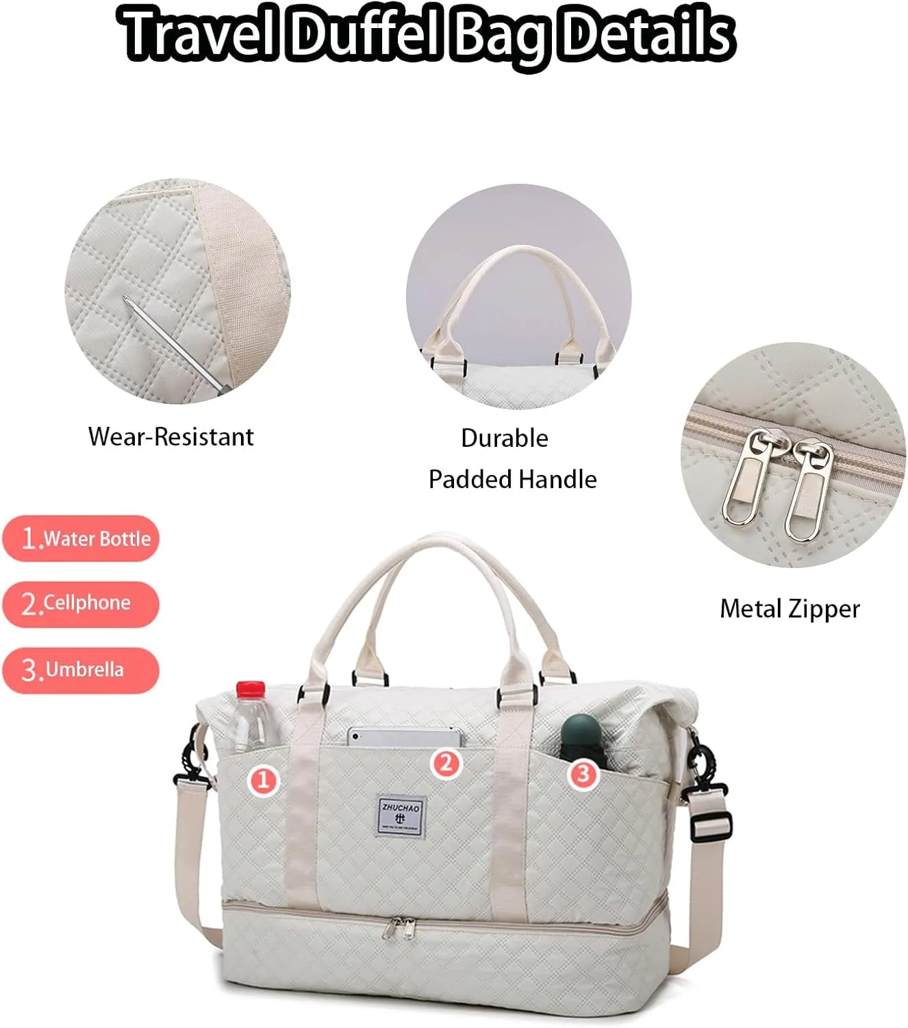 Weekender Bags for Women, Personal Item Travel Bag with Shoes Compartment, Travel Duffel Bags with Toiletry Bag for Gym Hospital Fitness(Black)