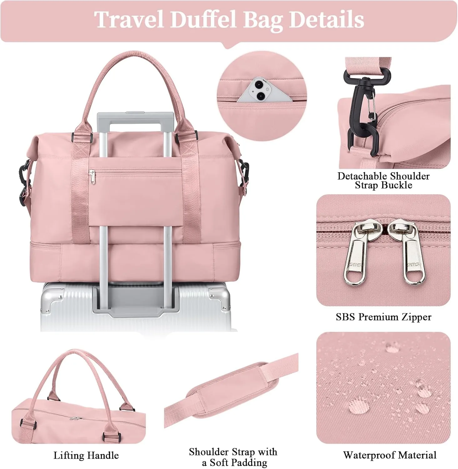 Weekender Bags for Women,Personal Item Travel Bag with Shoes Compartment,Overnight Travel Duffel Bag with Toiletry Bag