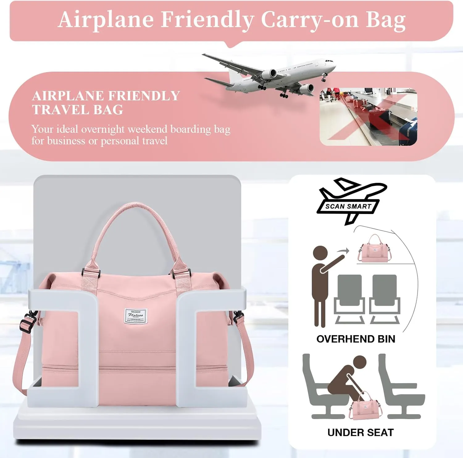 Weekender Bags for Women,Personal Item Travel Bag with Shoes Compartment,Overnight Travel Duffel Bag with Toiletry Bag