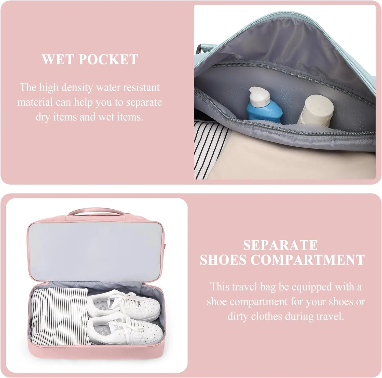 Weekender Bags for Women,Personal Item Travel Bag with Shoes Compartment,Overnight Travel Duffel Bag with Toiletry Bag