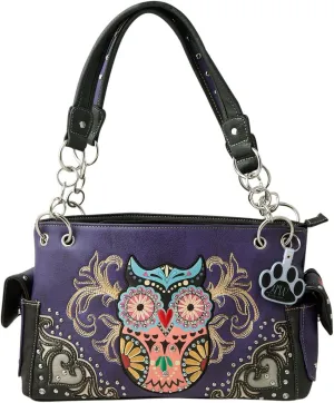 Western Colorful Owl Art Hearts Women Shoulder Handbag Purse