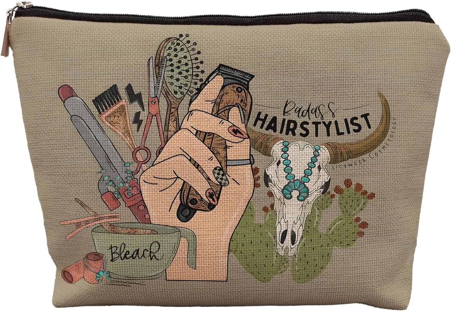 Western Hairstylist Gifts - Badass Cosmetology Graduation Makeup Bag