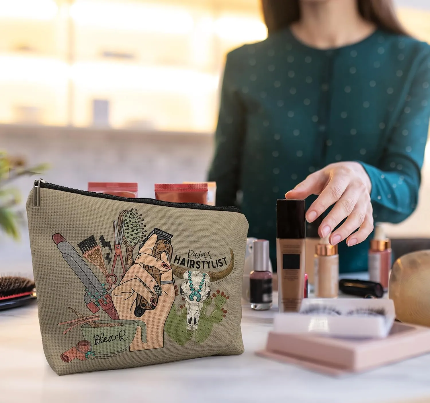 Western Hairstylist Gifts - Badass Cosmetology Graduation Makeup Bag