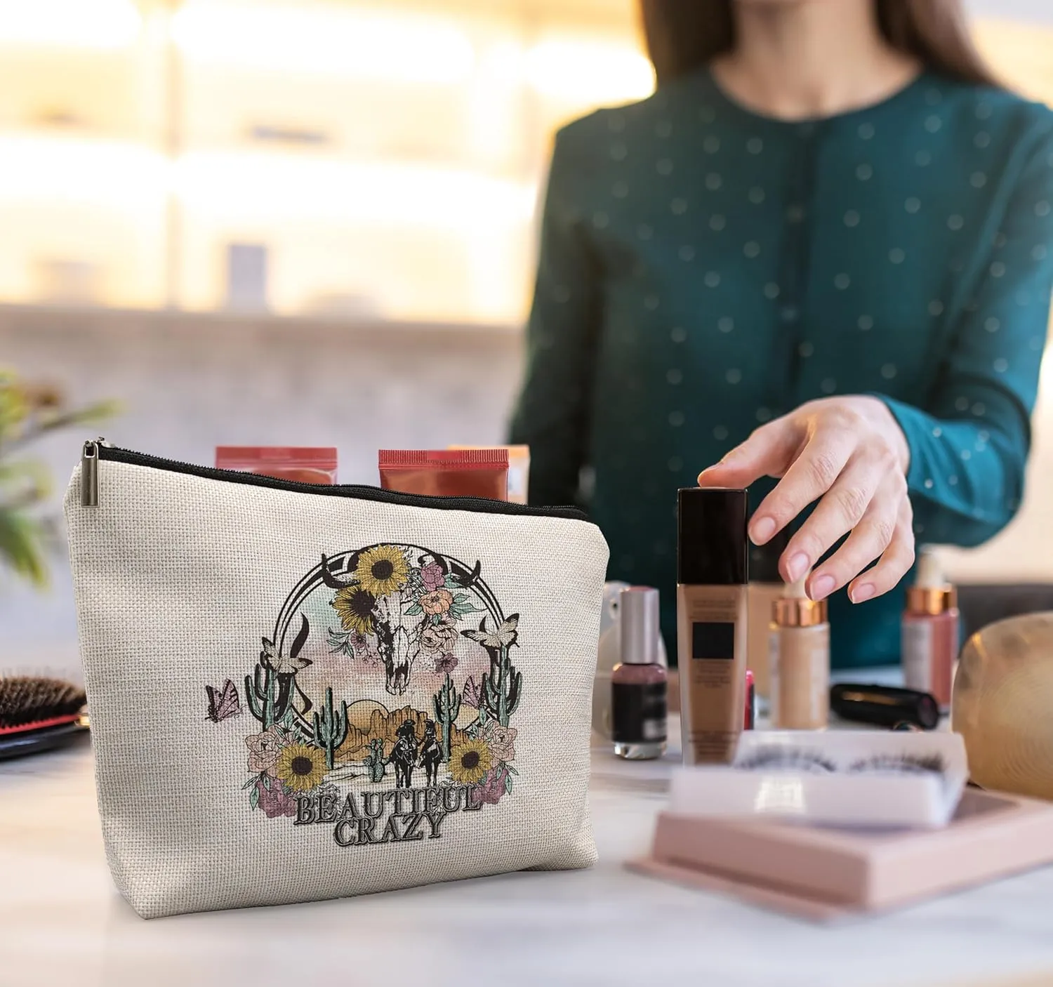Western Makeup Bag,Cowgirl Bag,Western Gifts,Western Gifts for Women,Beautiful Crazy Makeup Bag,Cowgirl Gifts