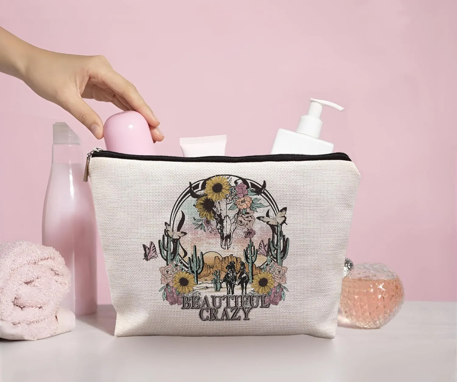 Western Makeup Bag,Cowgirl Bag,Western Gifts,Western Gifts for Women,Beautiful Crazy Makeup Bag,Cowgirl Gifts