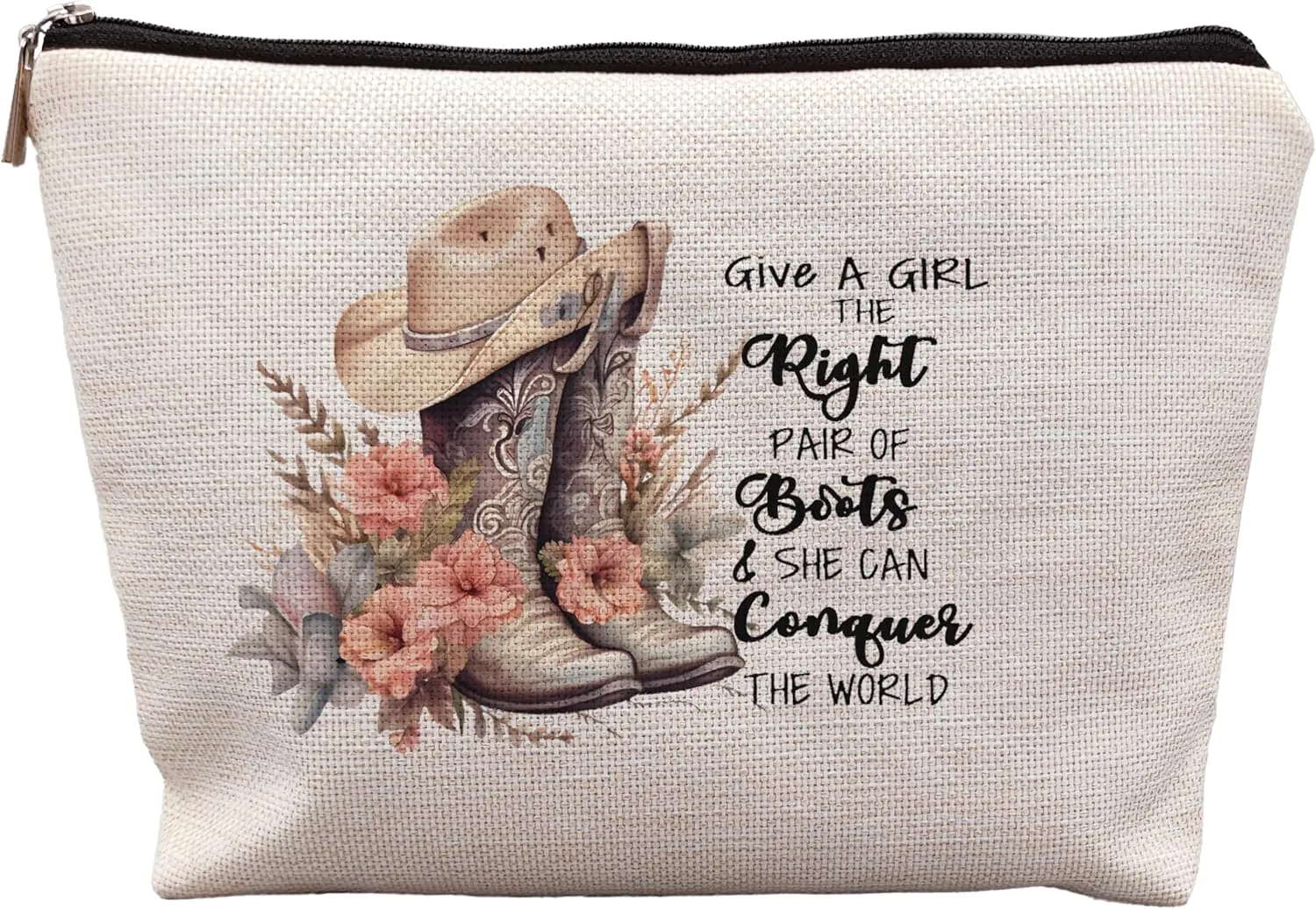 Western Makeup Bag,Cowgirl Boots Cosmetic Makeup Bag,Give A Girl The Right Boots,Cowgirl Stuff,Western Stuff For Women,Cowgirl Gifts