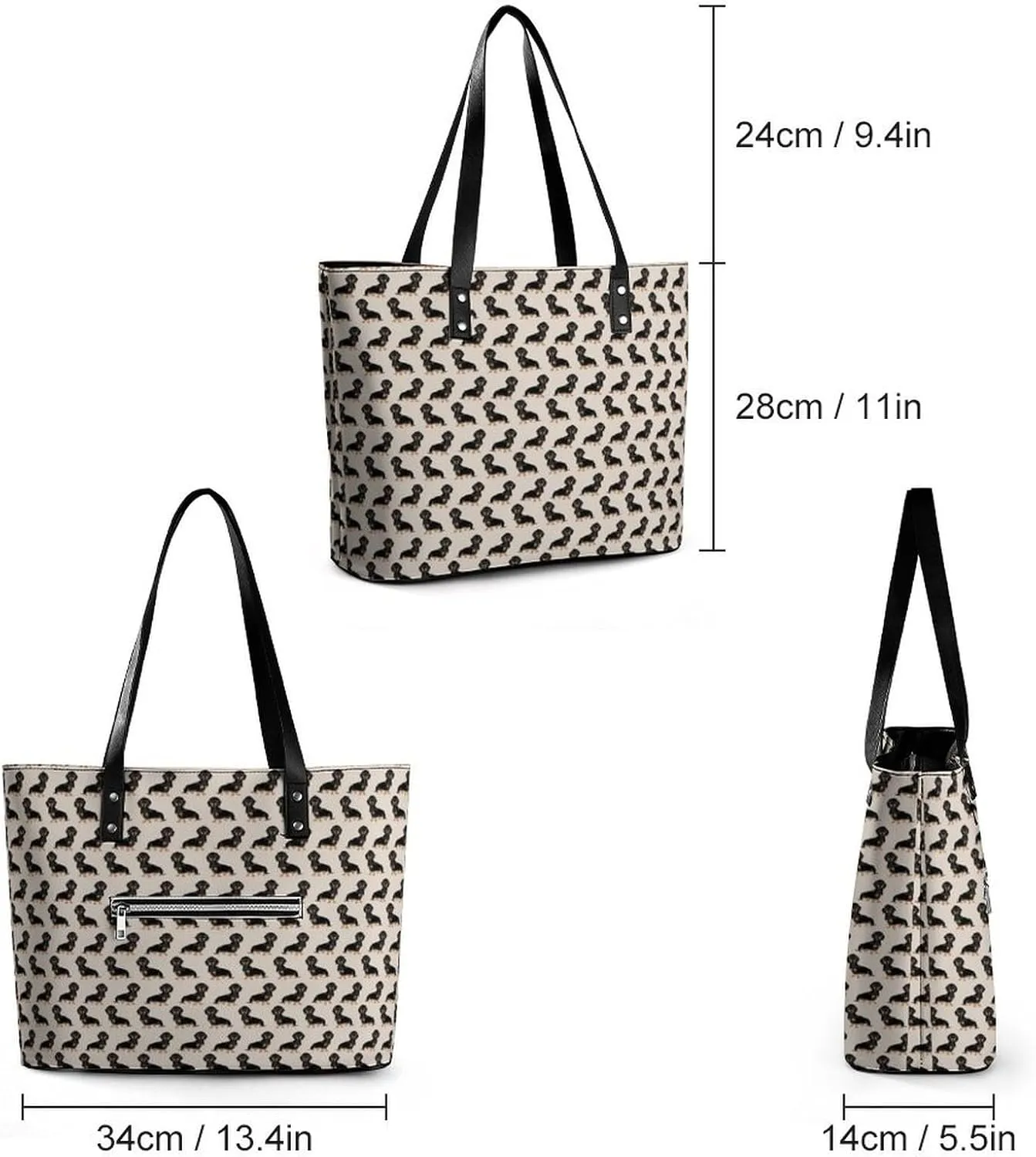 Western Sausage Dog Leather Handbag Smooth Wrinkle Resistant Lightweight And Convenient