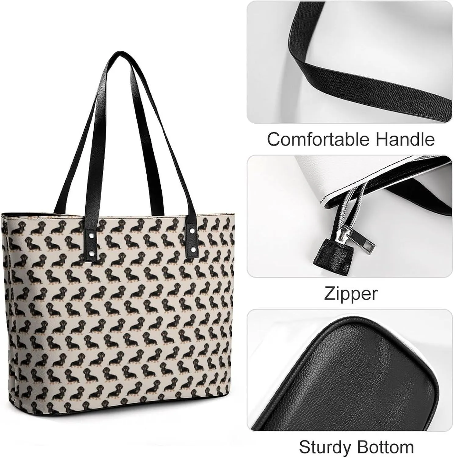 Western Sausage Dog Leather Handbag Smooth Wrinkle Resistant Lightweight And Convenient