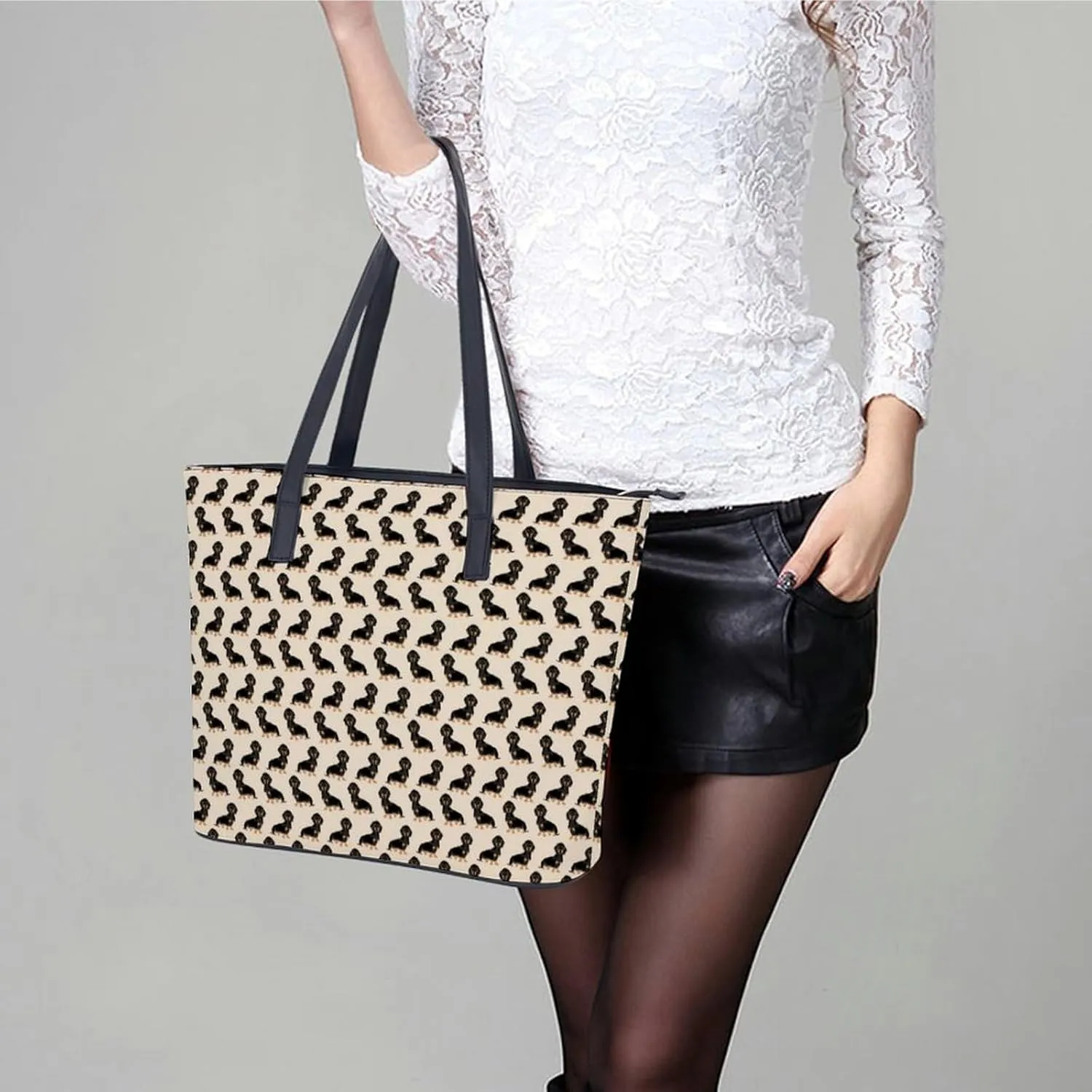 Western Sausage Dog Leather Handbag Smooth Wrinkle Resistant Lightweight And Convenient