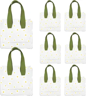 Whaline 12Pcs Daisy Clear PVC Gift Bags with Green Handle Cute Flower Reusable Transparent Treat Bags for Spring Mother's Day Wedding Birthday Bridesmaid Baby Shower Party Favor