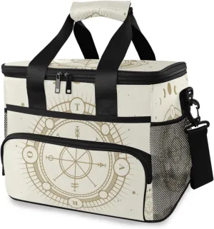Wheel-fortune-tarot-print1 Insulated Lunch Box Men Women, Large Reusable Lunch Bag for Office Work Picnic Beach, Leakproof Cooler Bag with Adjustable Shoulder Strap for Adult