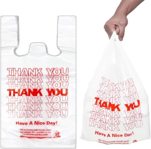 White Thank you T shirt bag, Grocery shopping bag Reusable and Disposable Supermarket Bag 11''x6''x21'' 200PCS