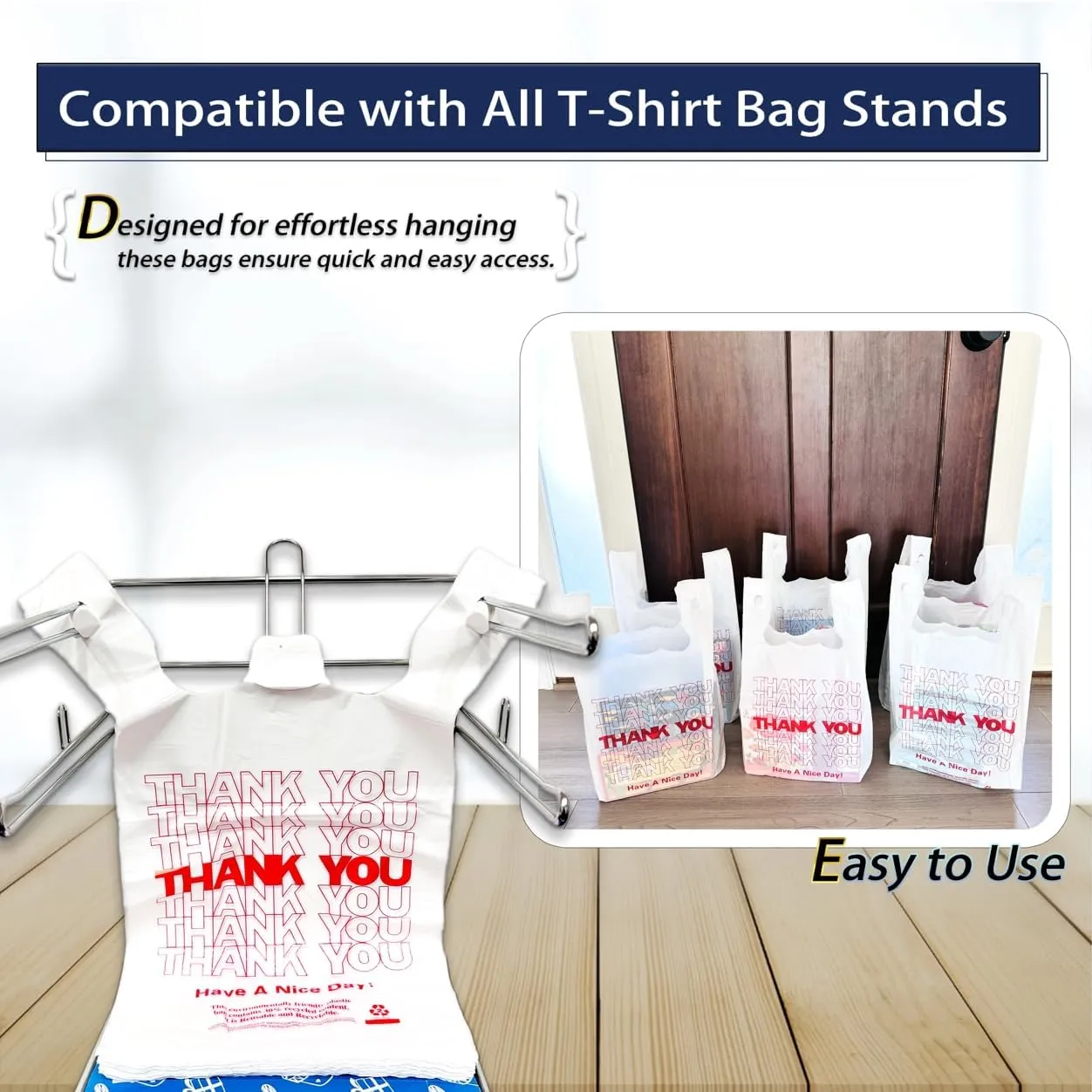 White Thank you T shirt bag, Grocery shopping bag Reusable and Disposable Supermarket Bag 11''x6''x21'' 200PCS