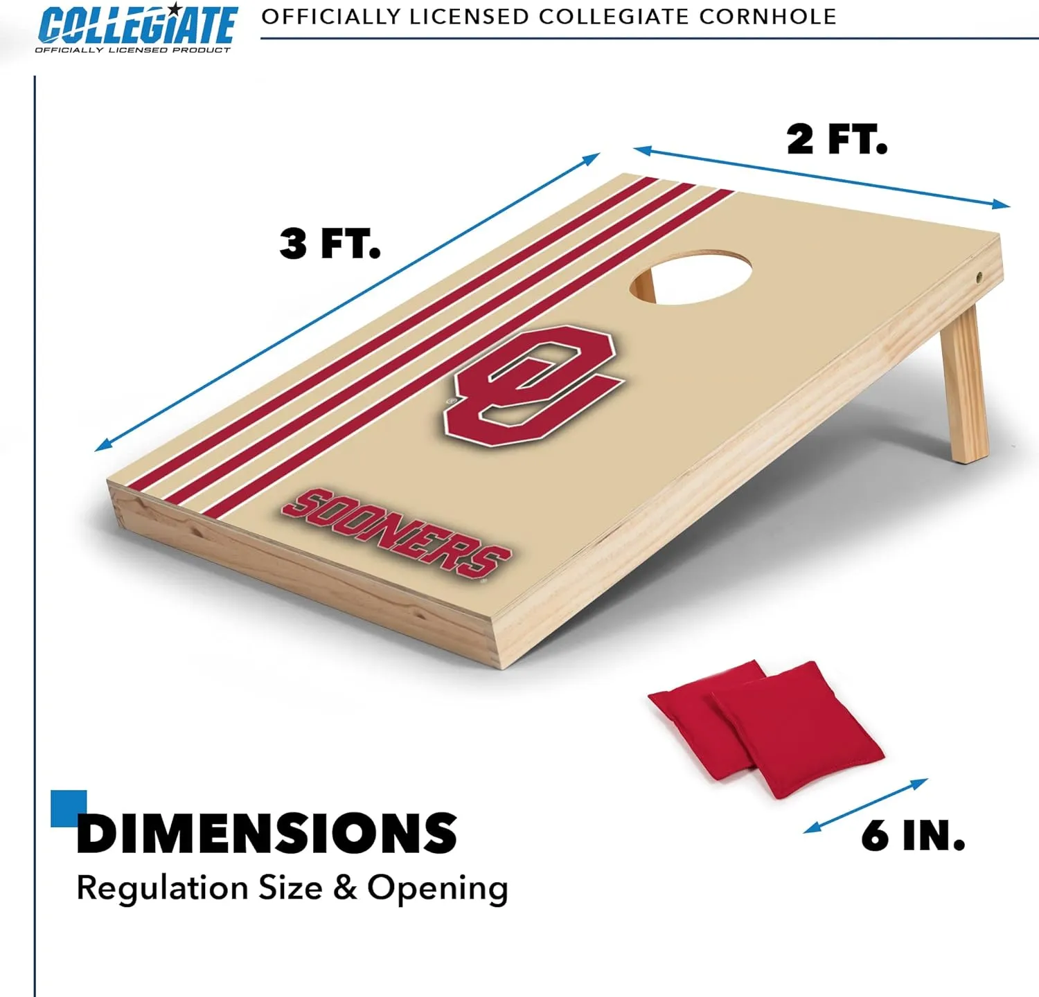 Wild Sports 2' x 3' Solid Wood Cornhole Set with Direct Print HD Team Graphics – Great Gift for Any NCAA Fan! Bean Bag Toss Family Outdoor Games