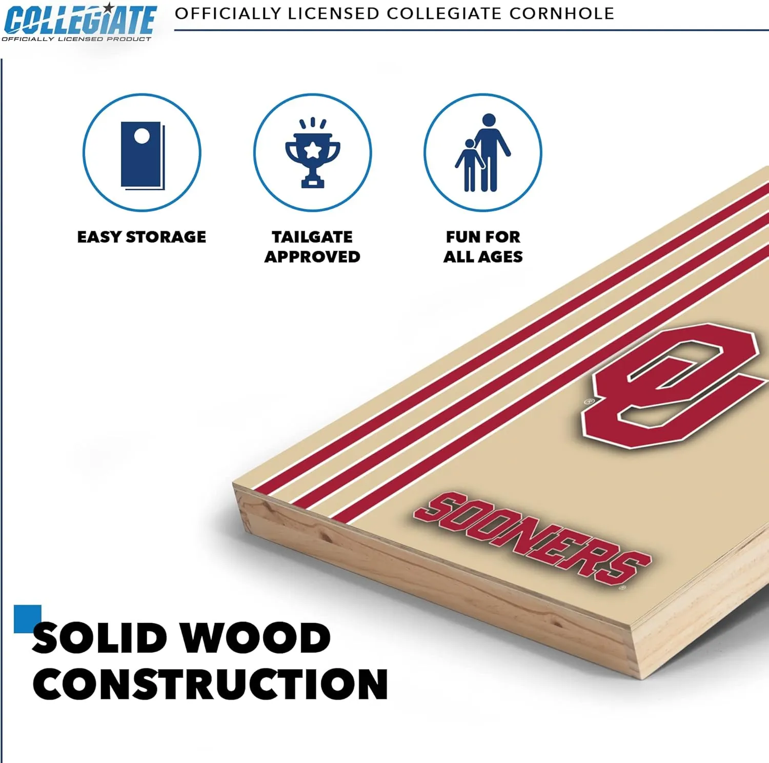 Wild Sports 2' x 3' Solid Wood Cornhole Set with Direct Print HD Team Graphics – Great Gift for Any NCAA Fan! Bean Bag Toss Family Outdoor Games
