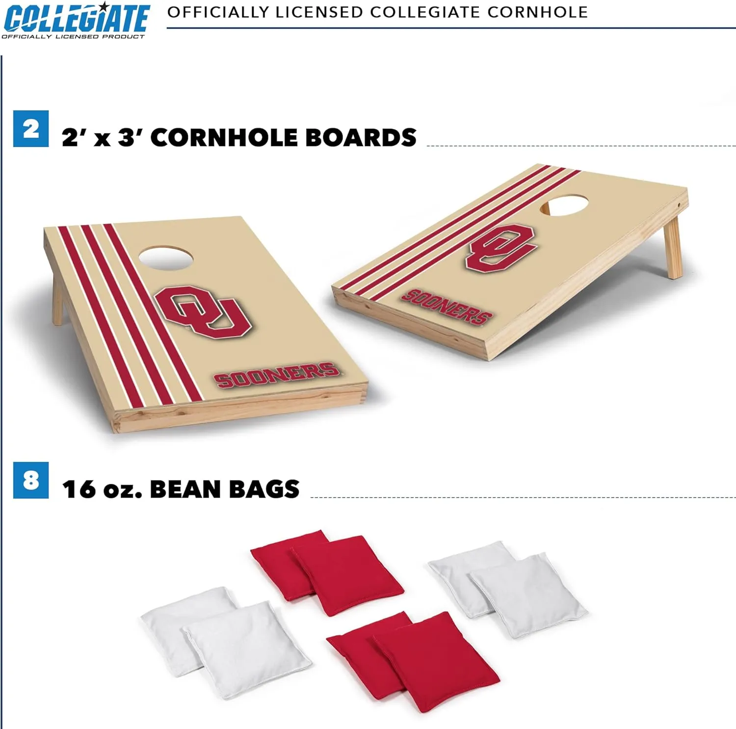 Wild Sports 2' x 3' Solid Wood Cornhole Set with Direct Print HD Team Graphics – Great Gift for Any NCAA Fan! Bean Bag Toss Family Outdoor Games