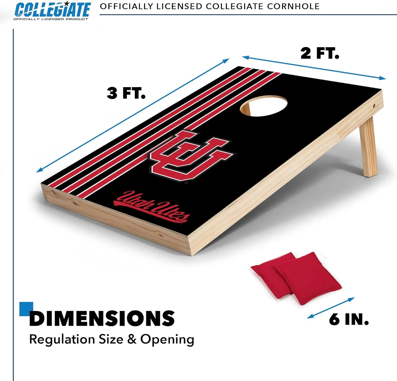 Wild Sports 2' x 3' Solid Wood Cornhole Set with Direct Print HD Team Graphics – Great Gift for Any NCAA Fan! Bean Bag Toss Family Outdoor Games