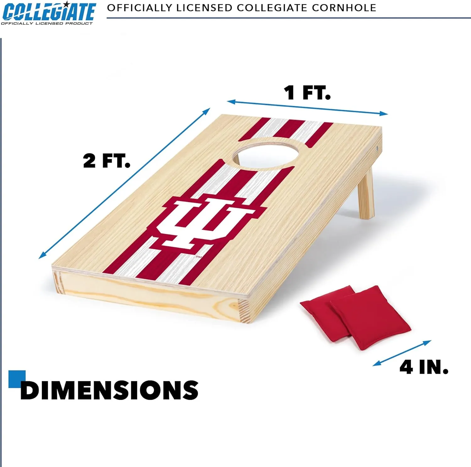 Wild Sports College Portable Size 1' x 2' Solid Wood Cornhole Set with Direct Print HD Team Graphics – Travel Size