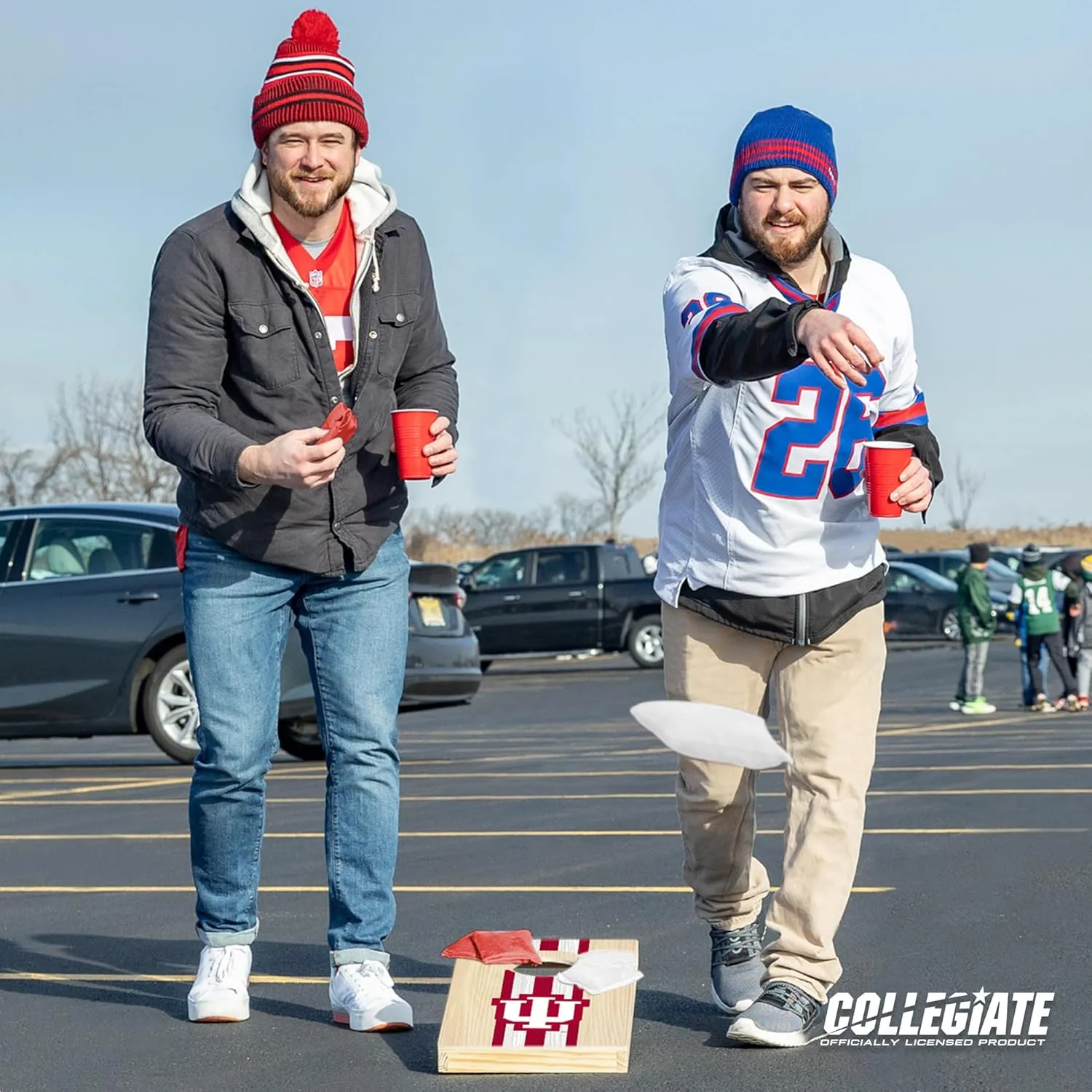 Wild Sports College Portable Size 1' x 2' Solid Wood Cornhole Set with Direct Print HD Team Graphics – Travel Size