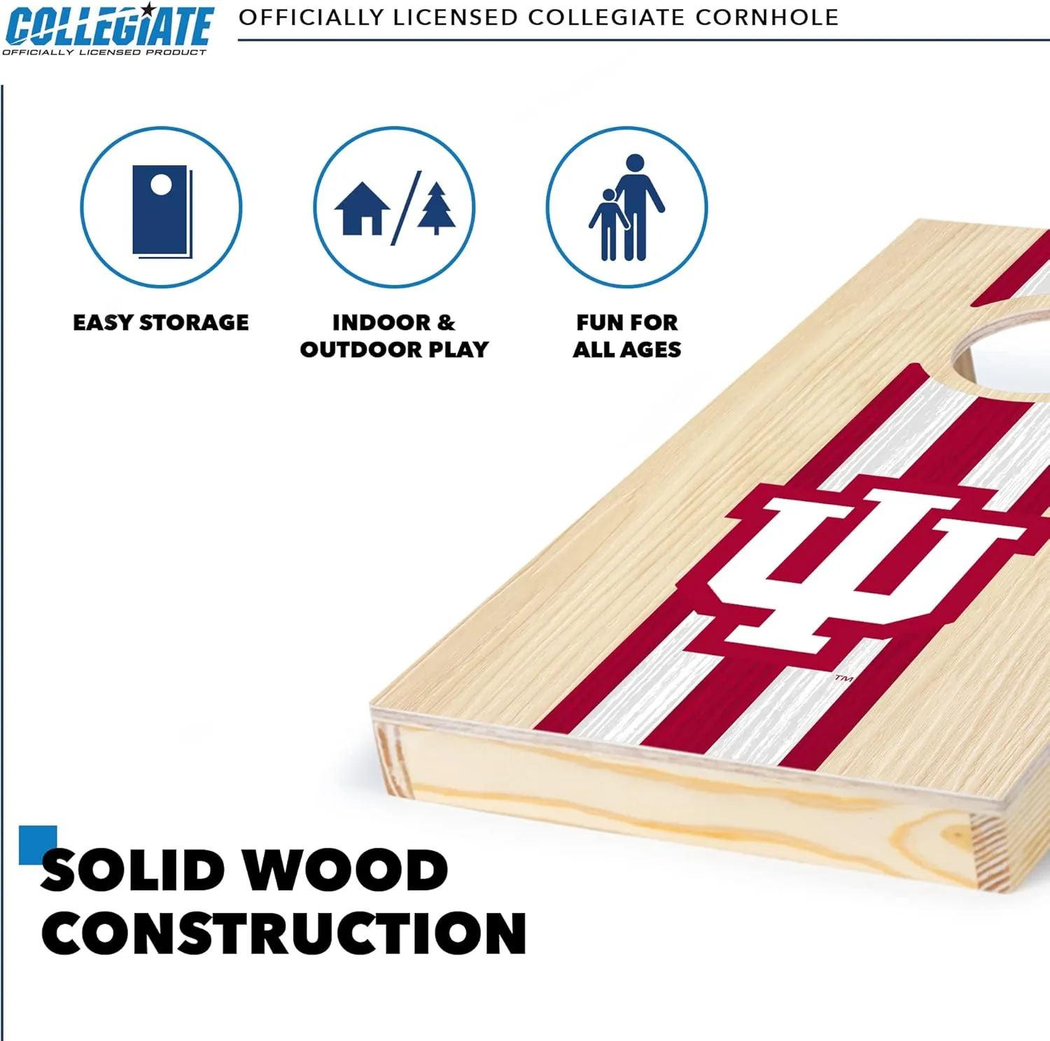 Wild Sports College Portable Size 1' x 2' Solid Wood Cornhole Set with Direct Print HD Team Graphics – Travel Size