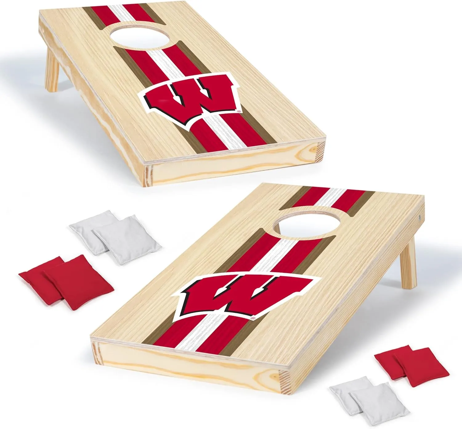 Wild Sports College Portable Size 1' x 2' Solid Wood Cornhole Set with Direct Print HD Team Graphics – Travel Size
