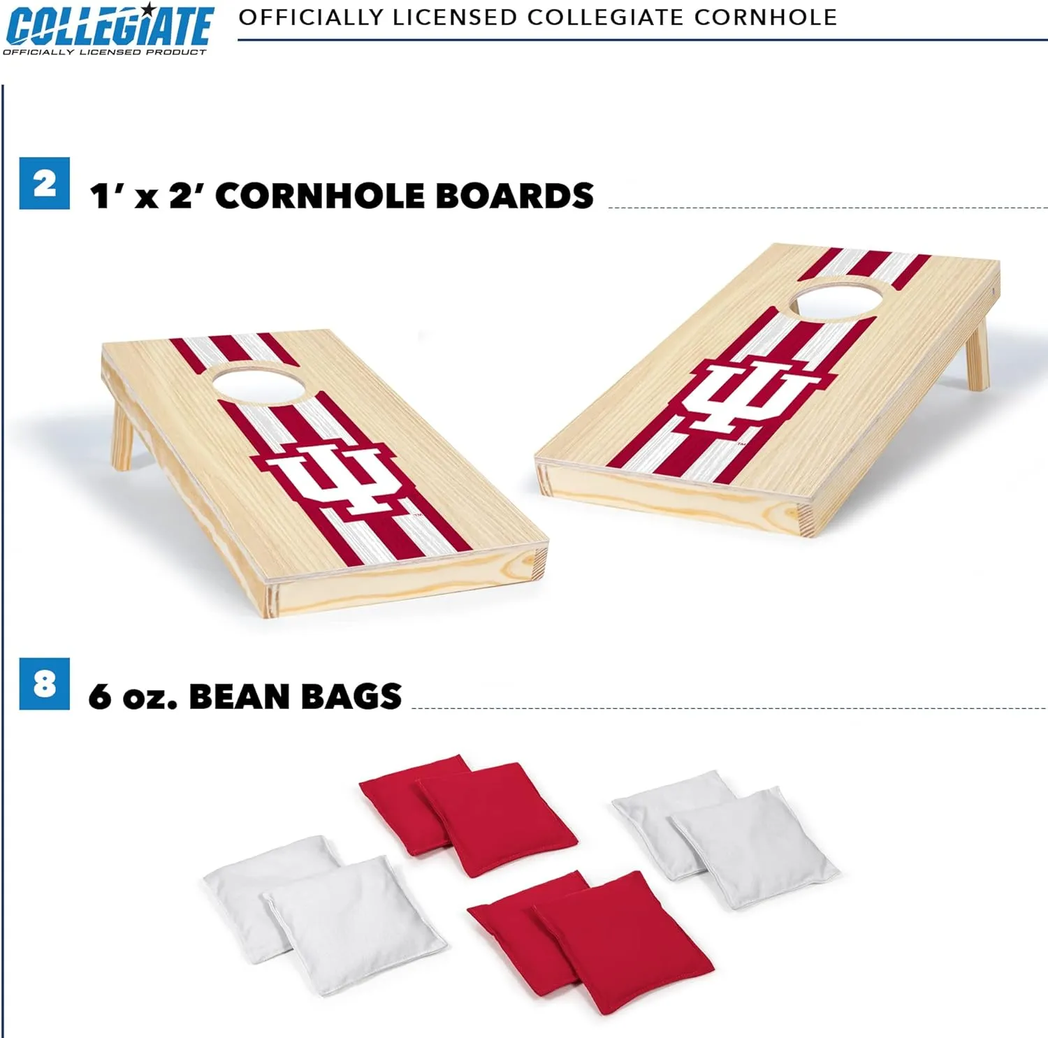 Wild Sports College Portable Size 1' x 2' Solid Wood Cornhole Set with Direct Print HD Team Graphics – Travel Size