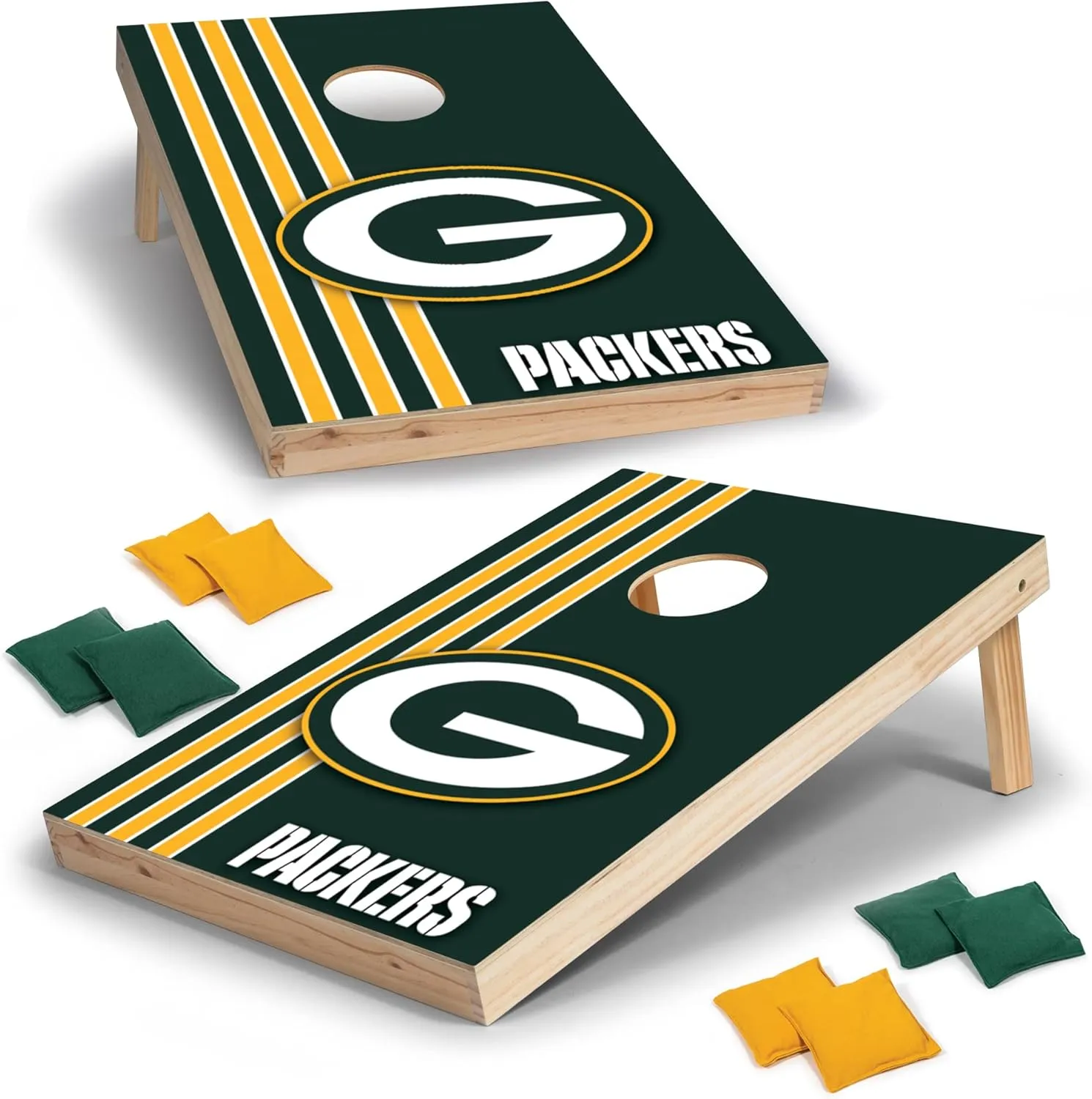 Wild Sports NFL 2' x 3' Solid Wood Cornhole Set with Direct Print HD Team Graphics – Great Gift for Any Football Fan! Bean Bag Toss Family Outdoor Games