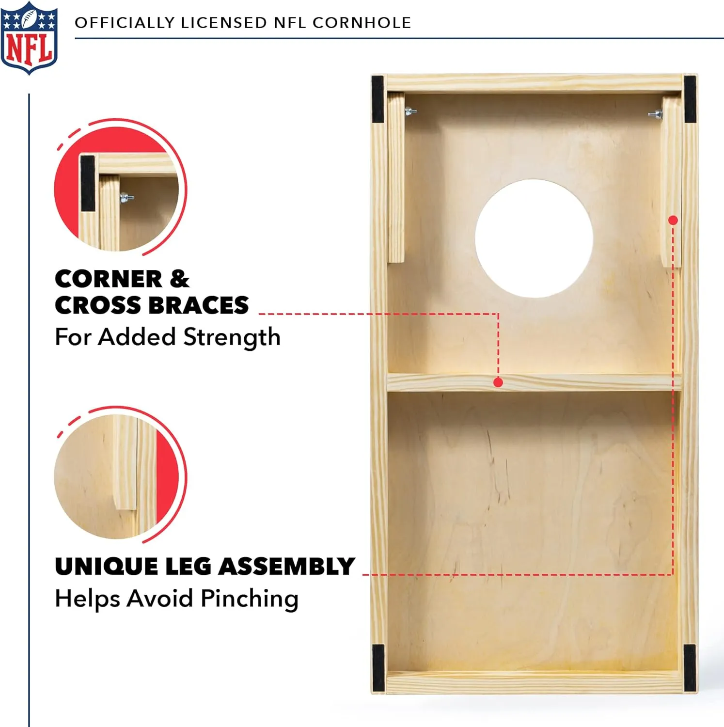 Wild Sports NFL Football Portable Size 1' x 2' Solid Wood Cornhole Set with Direct Print HD Team Graphics – Travel Size
