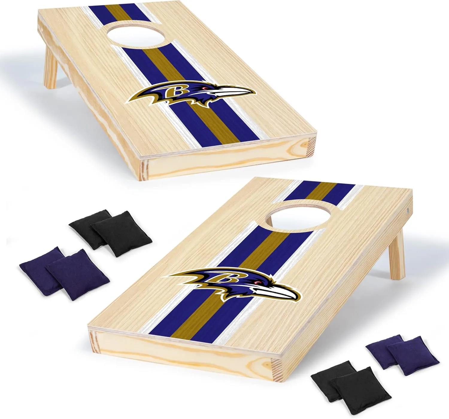 Wild Sports NFL Football Portable Size 1' x 2' Solid Wood Cornhole Set with Direct Print HD Team Graphics – Travel Size