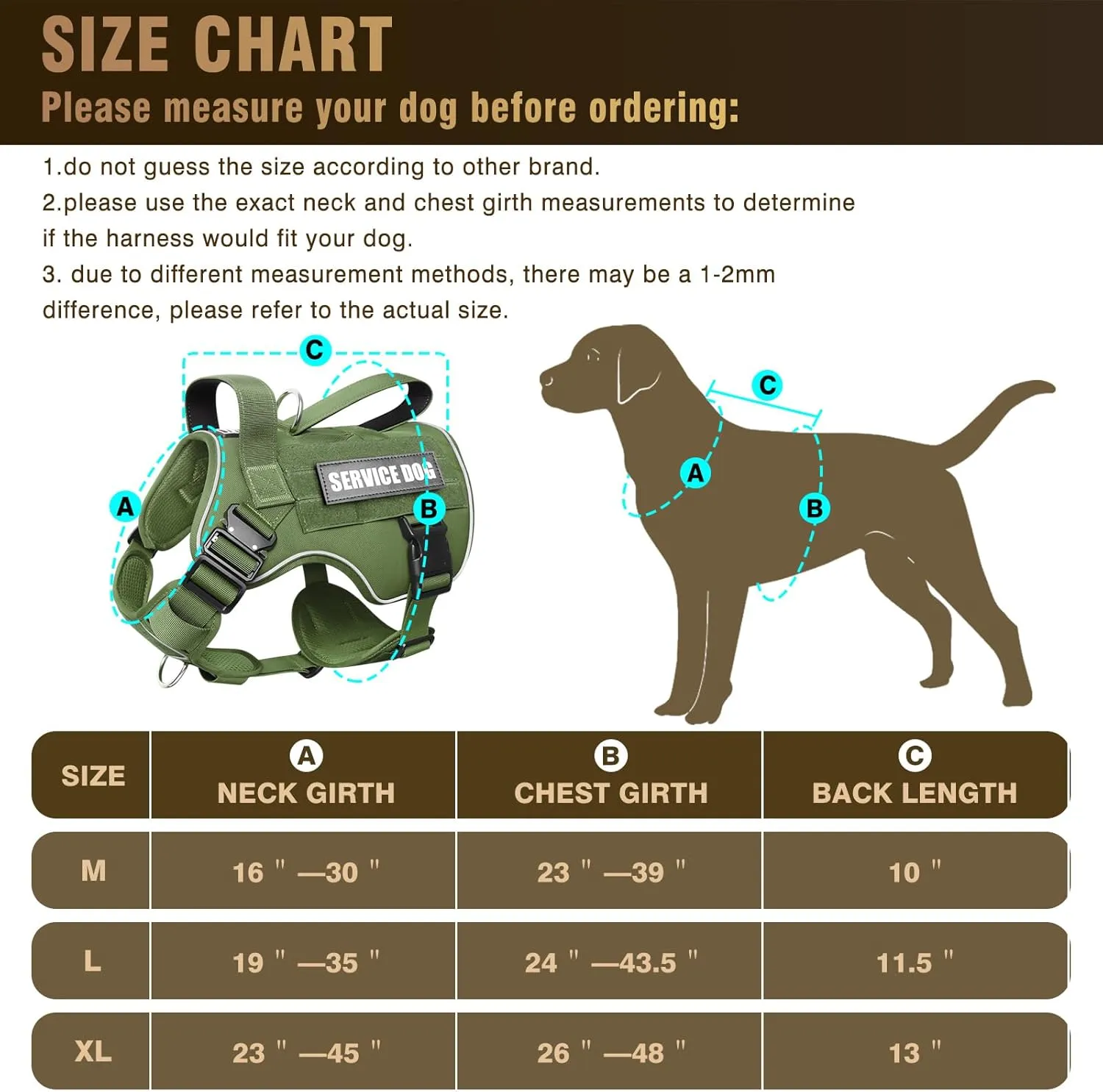 WINSEE Tactical Dog Harness for Large Dog, Heavy Duty Service Dog MOLLE Vest with 10 Pet Patches, No Pull Military Working Vest for Training Hunting Walking
