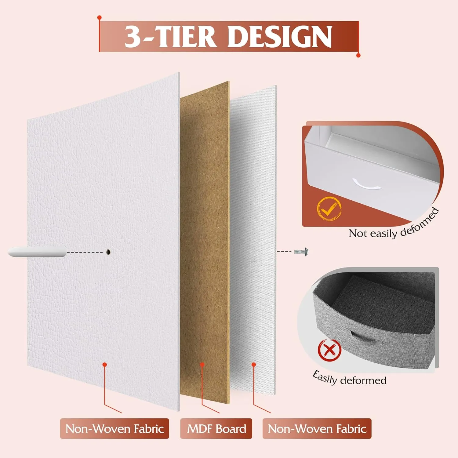 WLIVE Fabric Dresser for Bedroom with 10 Drawers, Tall Chest of Drawers, White Dressers Bedroom Furniture, Storage Organizer Unit with Bins for Closet, Hallway, Living Room, Entryway