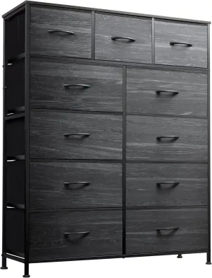 WLIVE Tall Dresser for Bedroom, Fabric Dressers Storage Tower, Dresser & Chest of Drawers Organizer Unit with 11 Drawers, Storage Cabinet, Hallway, Closets, Steel Frame, Wood Top
