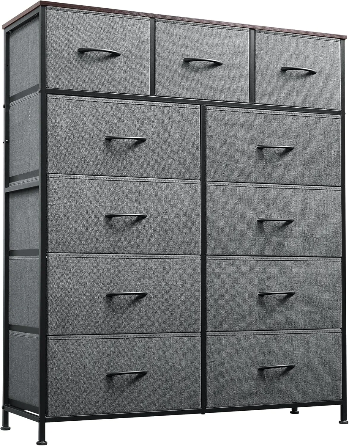 WLIVE Tall Dresser for Bedroom, Fabric Dressers Storage Tower, Dresser & Chest of Drawers Organizer Unit with 11 Drawers, Storage Cabinet, Hallway, Closets, Steel Frame, Wood Top