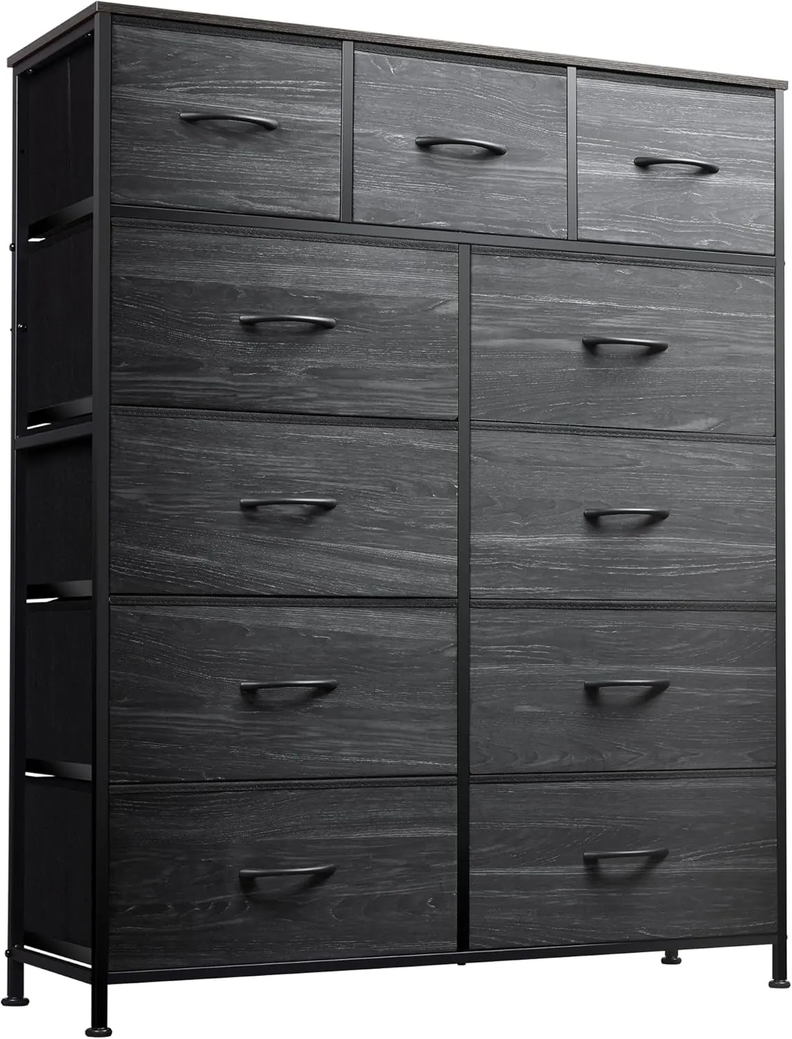 WLIVE Tall Dresser for Bedroom, Fabric Dressers Storage Tower, Dresser & Chest of Drawers Organizer Unit with 11 Drawers, Storage Cabinet, Hallway, Closets, Steel Frame, Wood Top