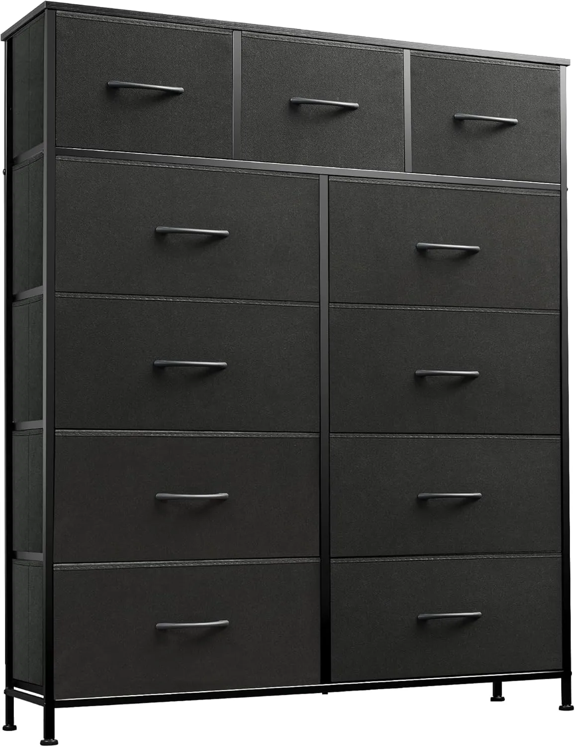 WLIVE Tall Dresser for Bedroom, Fabric Dressers Storage Tower, Dresser & Chest of Drawers Organizer Unit with 11 Drawers, Storage Cabinet, Hallway, Closets, Steel Frame, Wood Top