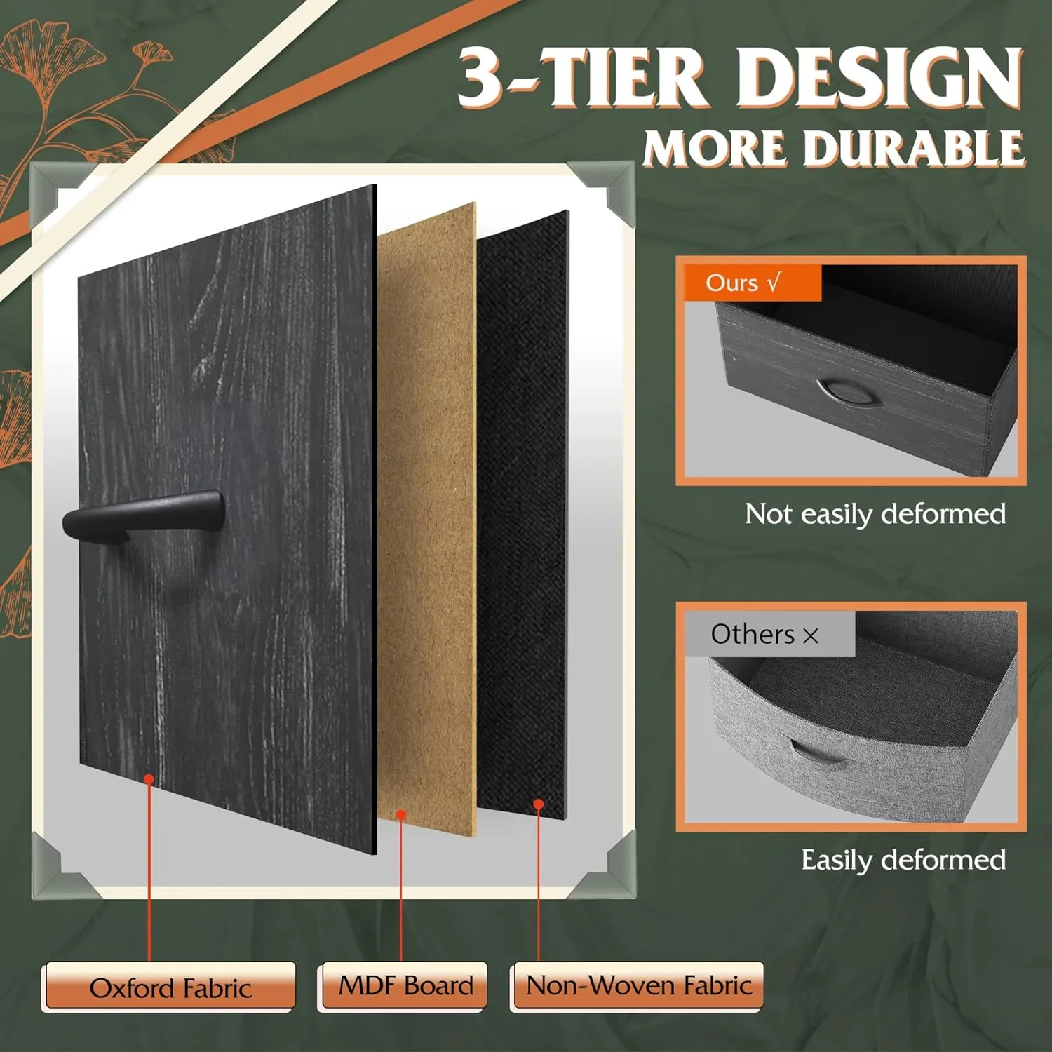 WLIVE Tall Dresser for Bedroom, Fabric Dressers Storage Tower, Dresser & Chest of Drawers Organizer Unit with 11 Drawers, Storage Cabinet, Hallway, Closets, Steel Frame, Wood Top