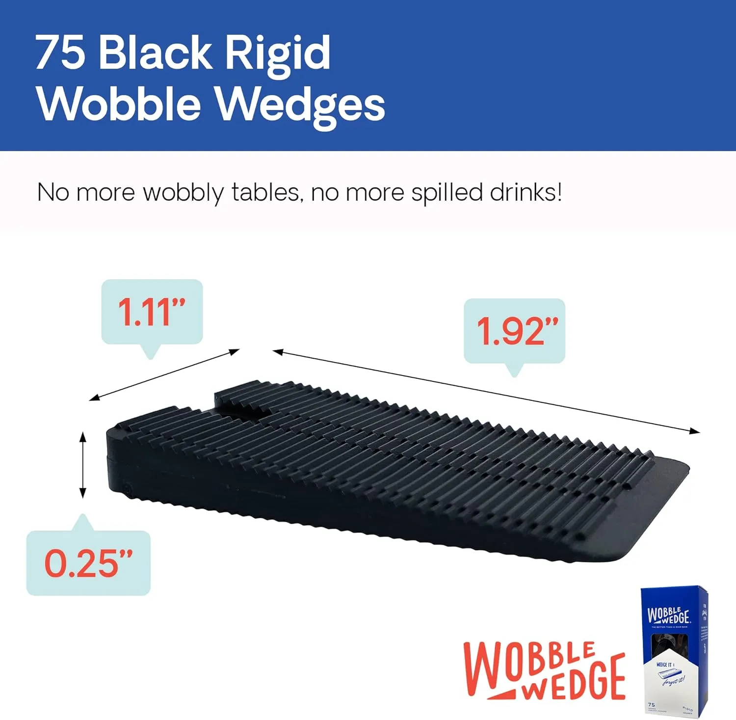 Wobble Wedge - Hard Black - Table Shims - 75 pc