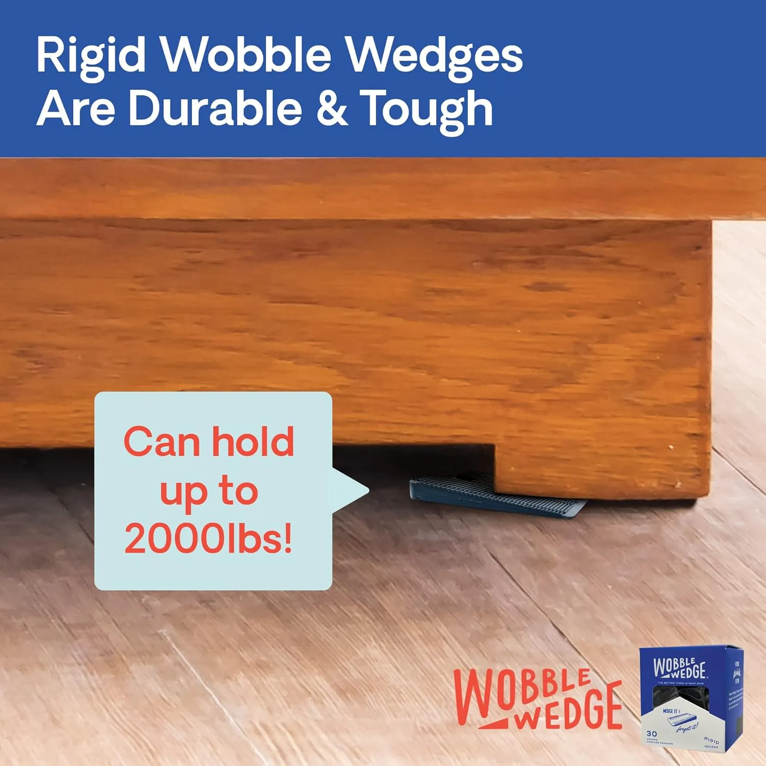 Wobble Wedges Rigid Plastic Shims, 30 Pack - MADE IN USA - Multi-Purpose Shim Wedges for Home Improvement & Work - Plastic Wedge, Table Shims, Toilet Shims, Furniture Levelers, & Leveling Feet - Black