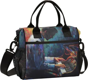 Women Cooler Bags Lunch Bag Reusable Insulated Lunch Bags Pianist Crossbody with Shoulder Strap Adults S