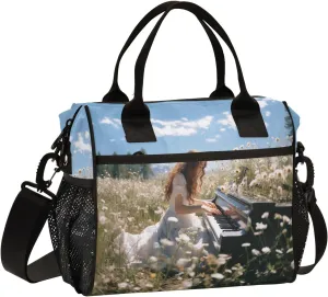 Women Cooler Bags Lunch Bag Reusable Insulated Lunch Bags Pianist Field Crossbody with Shoulder Strap Adults S